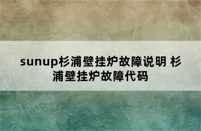 sunup杉浦壁挂炉故障说明 杉浦壁挂炉故障代码